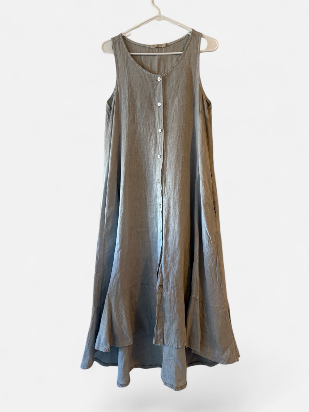 Stella Martin Made in Italy 100% Linen Sleeveless Button Front Midi Dress Size S - Picture 2 of 8